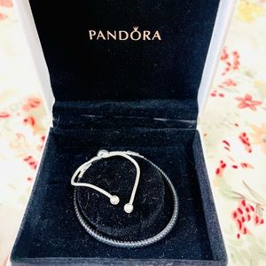 PANDORA Leather Cubic Zirconia Bracelet
